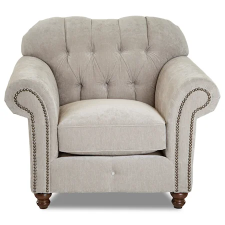 Traditional Sweetheart Back Chair with Button Tufting and Nailheads